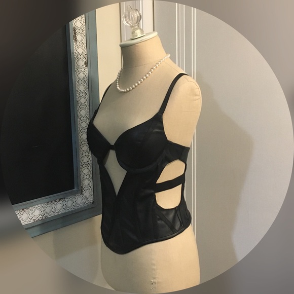 Nasty Gal Faux Leather Black Bustier Or Corset - Picture 3 of 8